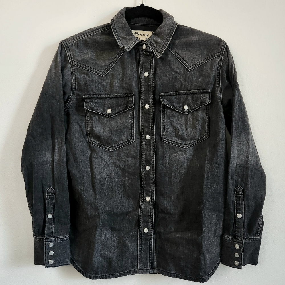 Madewell Western Black Denim Buttondown Shirt